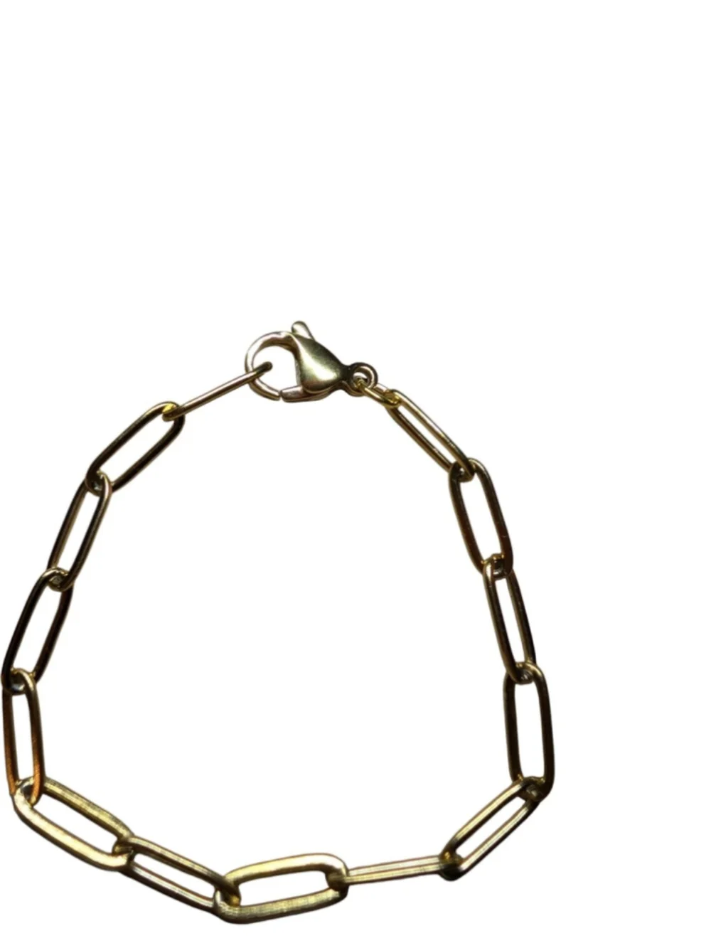 Gold Tone Stainless Steel Paper Clip Chain Bracelet Layering Stacking 6.5